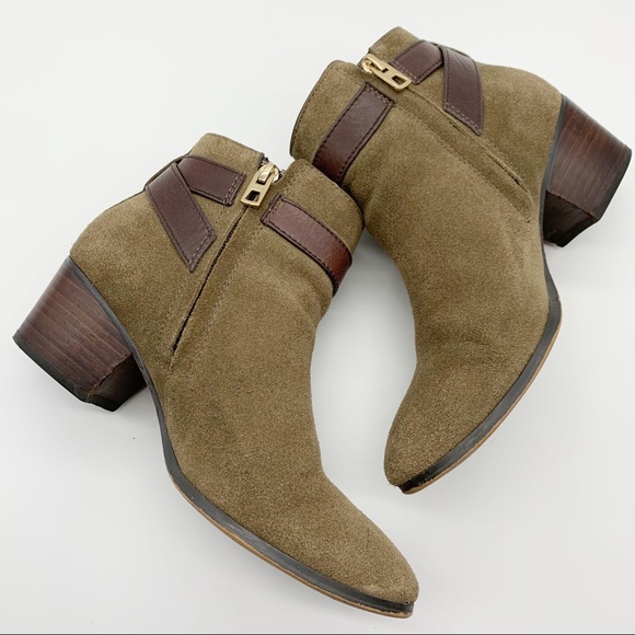 Coach Patricia Suede Ankle Booties in Fatigue/ Chestnut Size 6B - Picture 5 of 12